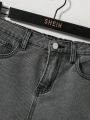 SHEIN Tween Boys' Casual Mid-Waist Slim-Fit Denim Pants With Narrow Feet