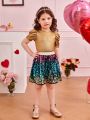 SHEIN Kids CHARMNG Little Girls' Ombre Beaded Skirt