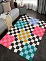Tartagain Modern Checkered Pattern Decorative Carpet For Bedroom And Living Room