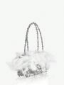 SHEIN SXY Glamorous Feather & Sequin Decor Handbag