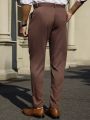 Men's Solid Color Slanted Pocket Tapered Dress Pants