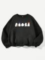 SHEIN EZwear Cartoon Graphic Thermal Lined Sweatshirt