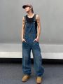 Manfinity Hypemode Men's Loose Fit Denim Overalls With Pockets