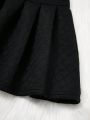 SHEIN Kids EVRYDAY Tween Girl Knitted Solid Color Casual Pleated Skirt