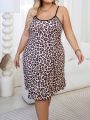 Women's Plus Size Leopard Print Casual Cami Nightgown