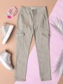 Girls' (big) Simple Solid Color Workwear Style Jeans