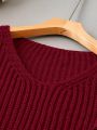 Plus Size V Neck Colorblock Long Sleeve Pullover Sweater