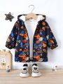 Fashionable Hooded Jacket With Cartoon Print And Inner Lining For Baby Boys
