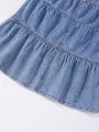 Girls' Vintage College Style Casual Soft Denim A-Line Skirt