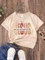 Young Girl's Fashionable Christian Jesus & Letter Printed Short Sleeve T-Shirt For Casual Wear, Sold Separately Or As Part Of Family Matching Outfits (Mommy And Me - 3 Pieces Sold Separately)