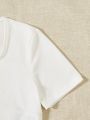 Teen Girls' 3pcs Set Cropped Square Neck Short Sleeve Slim Fit T-Shirt