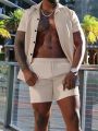 Manfinity Homme 2pcs/set Men's Solid Color Drop Shoulder Shirt And Shorts Outfit