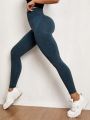 Yoga Basic Yoga Leggings Seamless High Stretch Tummy Control Training Tights With Wide Waistband