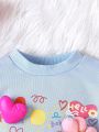 Baby Girl Letter Graphic Floral Patched Pullover