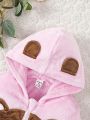 Baby Boys' Teddy Bear Embroidery Hooded Coat And Pants Winter Outfit