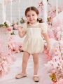 Fashionable Baby Girls' Romper With 3d Flower Decoration