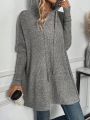 SHEIN LUNE Batwing Sleeve Drawstring Hooded Sweater