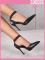 Cuccoo Everyday Collection Woman Shoes Fashion Point Toe Elegant Simple Classic Black High Heeled Pumps