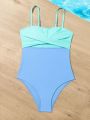 Teenagers' Colorblock One-piece Swimsuit