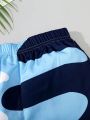 SHEIN Tween Boys' Casual Color Block Wide-Legged Short Swimming Trunks