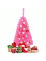 Costway 3 ft Premium Artificial Christmas Mini Tree Holiday Season Pink w/ Plastic Stand