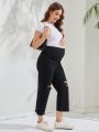 SHEIN Distressed Maternity Jeans