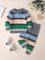 Baby Boys' Striped Long Sleeve Sweater And Pants Set