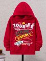 SHEIN Kids SPRTY Tween Boy Slogan Graphic Hooded Sweatshirt