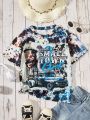 SHEIN Kids SUNSHNE Boys' Youth Car And Slogan Printed T-shirt