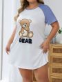 Women's Cartoon Cute Bear Printed Plus-size Sleep Dress