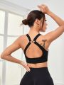 Yoga Trendy Women's Solid Color Casual Zipper Sport Bra