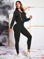 SHEIN Daily&Casual Women's Pleated Fitness Workout Set