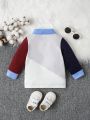 Baby Boy Letter Graphic Contrast Collar Polo Shirt