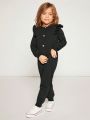 SHEIN Toddler Girls' Long Sleeve Ruffle Trim Cardigan And Knitted Pants Set