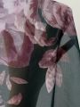 Floral Print Contrast Lace Cami Sleep Jumpsuit