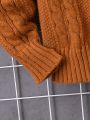 Tween Boy Cable Knit Drop Shoulder Sweater