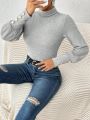 SHEIN LUNE Turtleneck Solid Color Long Sleeve Jumpsuit