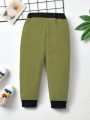 SHEIN Little Boys' Colorblock Knotted Drawstring Sweatpants