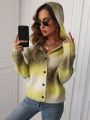 Ombre Gradient Hooded Cardigan