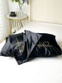 1pair Heart Embroidered Satin Pillowcase Without Filler