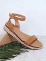 Open Toe Buckled Ankle Espadrille Sandals