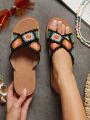 Women'S Bohemian Style Embroidered Flat Sandals