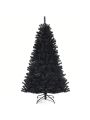 Costway 6ft Pre-lit PVC Christmas Halloween Tree Black w/ 250 Purple LED Lights