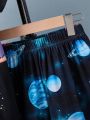 SHEIN Kids EVRYDAY Boys' Astronaut Pattern Short Sleeve T-Shirt And Shorts 2pcs/Set