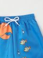 Boys' Crab & Small Fish Print Swimwear Shorts