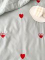Heart Pattern Embroidered Bedspread