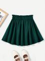 SHEIN Kids EVRYDAY Tween Girls' Elastic Waistband Bowknot Decorated Romantic A-Line Skirt