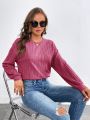 SHEIN Essnce Women's Solid Color Drop Shoulder Ribbed Knit T-shirt