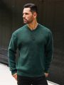 Men Button Front Baseball Collar Sweater