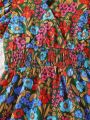 SHEIN Kids SUNSHNE Tween Girl Allover Floral Print Shirred Ruffle Hem Dress